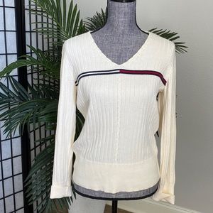 Tommy Hilfiger V Neck Sweater size Lrg Off White